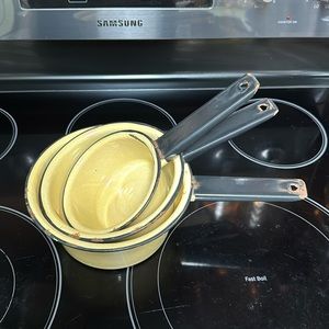 Rare Vintage Enamelware Pans light yellow